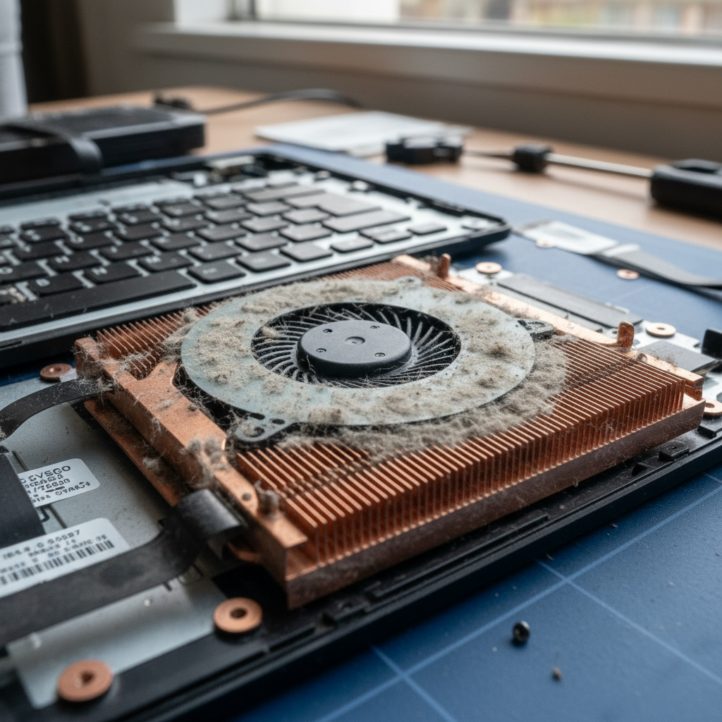 Dust-clogged laptop fan cleaning service in Virginia — Darwin NT 0835