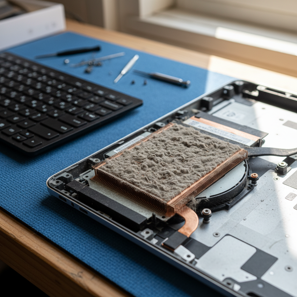 Dust-clogged laptop fan cleaning service in Wakefield — Newcastle NSW 2278