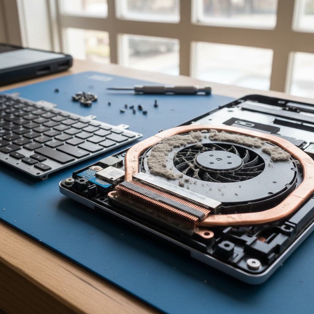Dust-clogged laptop fan cleaning service in Wallarah — Newcastle NSW 2259