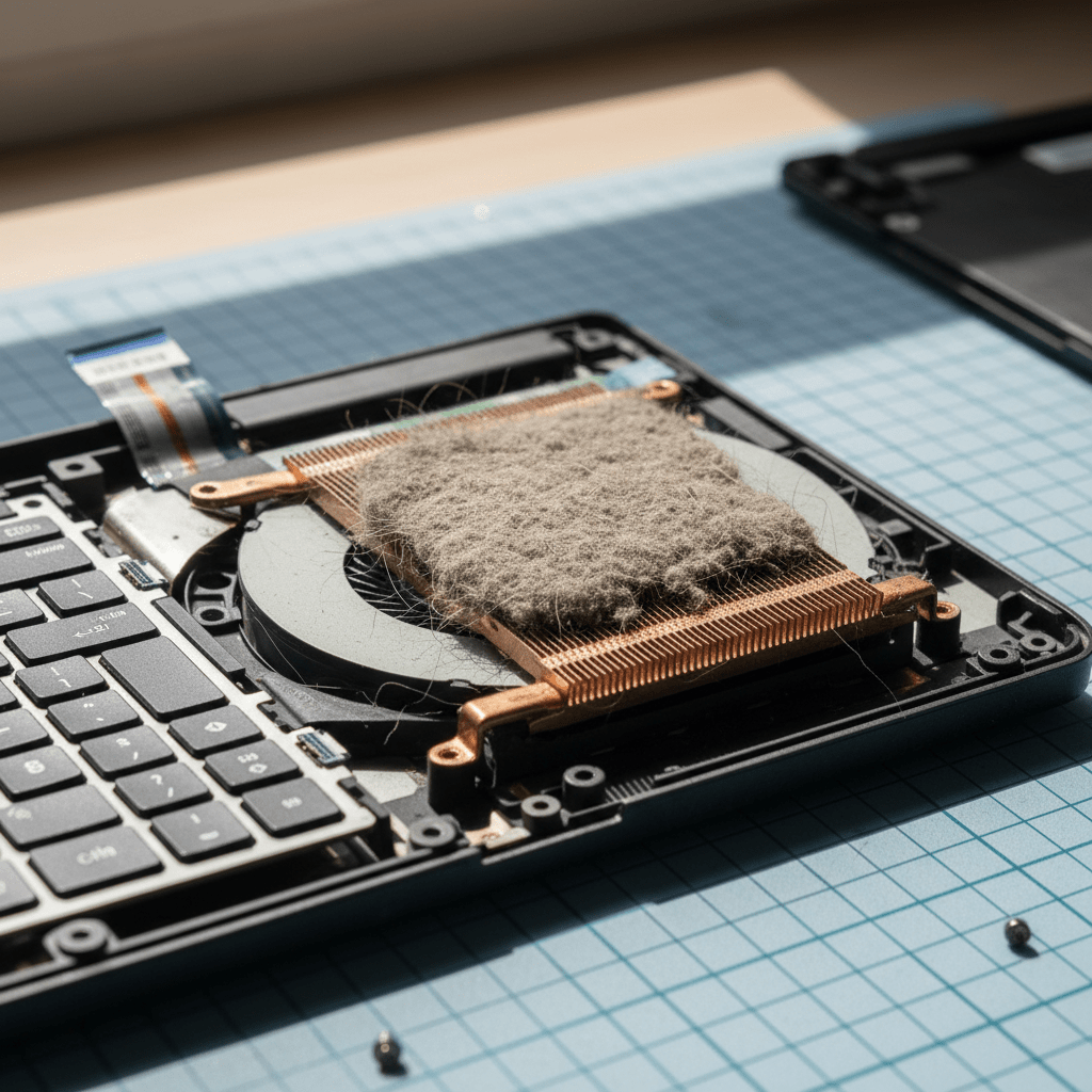 Dust-clogged laptop fan cleaning service in Waterloo Corner — Adelaide SA 5110