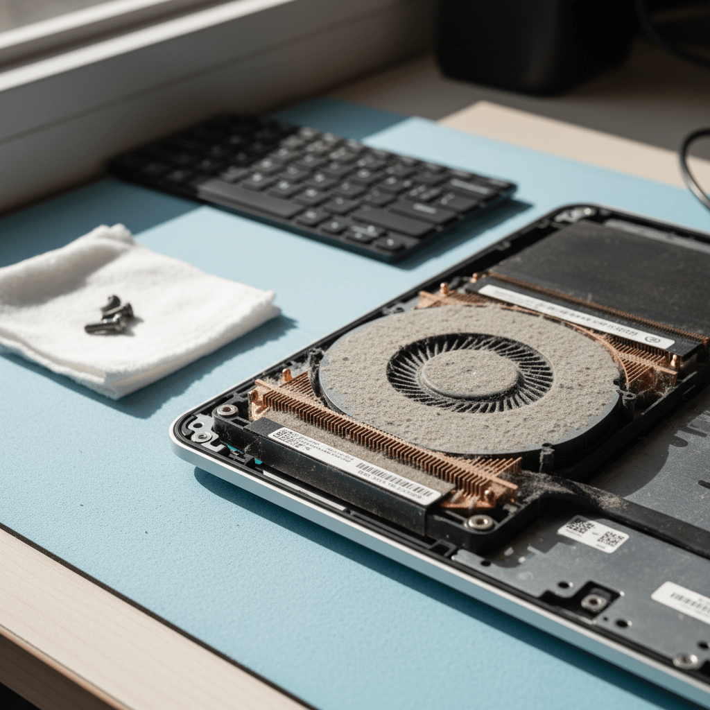 Dust-clogged laptop fan cleaning service in West Beach — Adelaide SA 5024