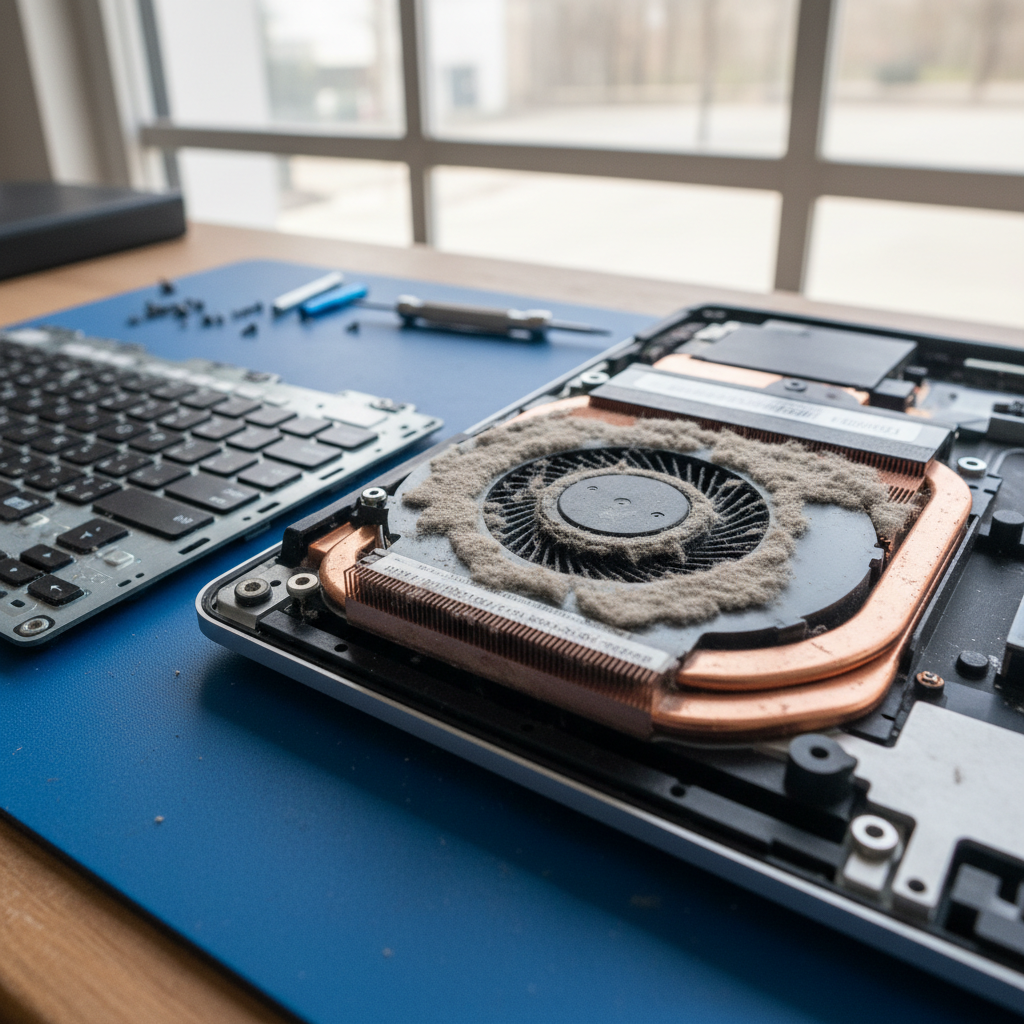 Dust-clogged laptop fan cleaning service in Weston — Newcastle NSW 2326