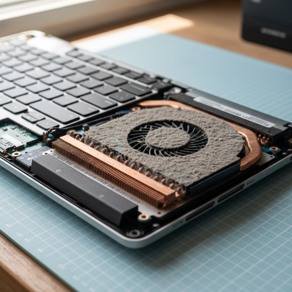 Dust-clogged laptop fan cleaning service in Windella — Newcastle NSW 2320