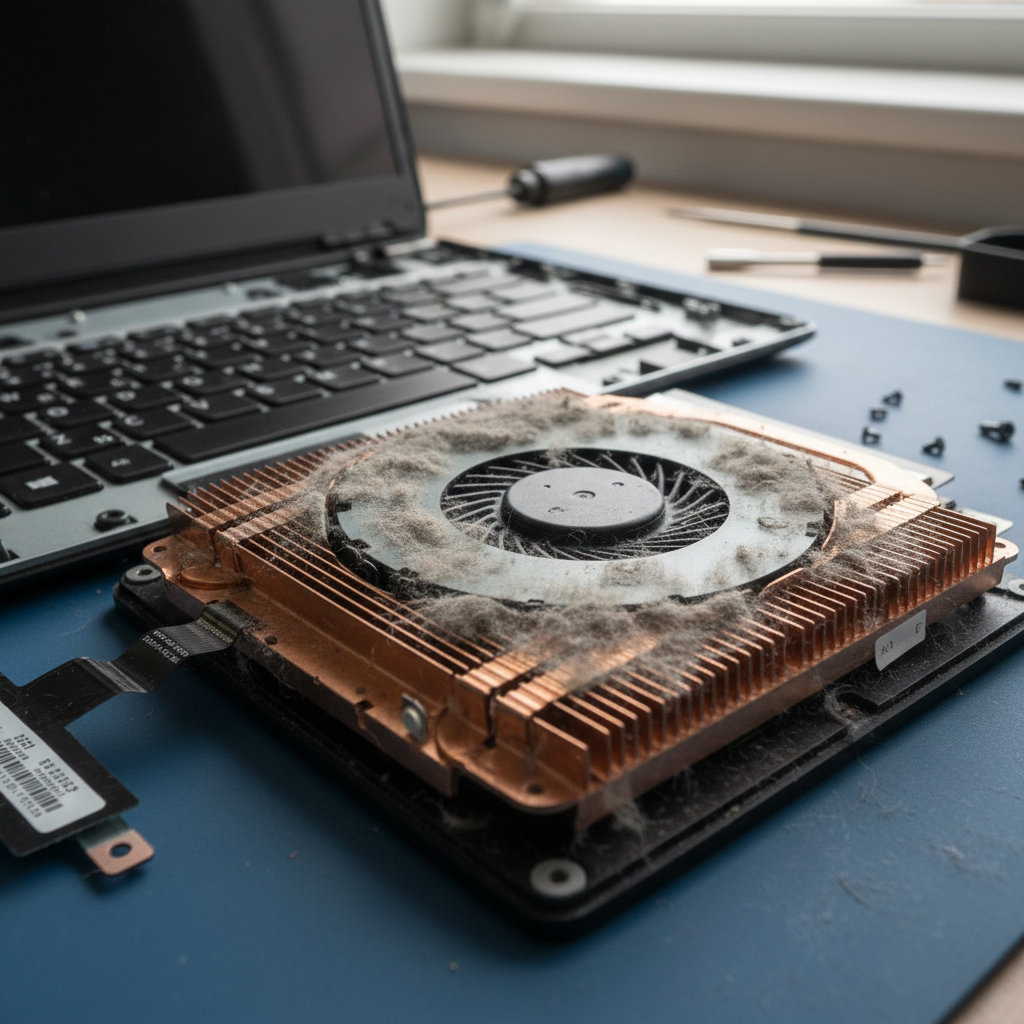 Dust-clogged laptop fan cleaning service in Windermere Park — Newcastle NSW 2264