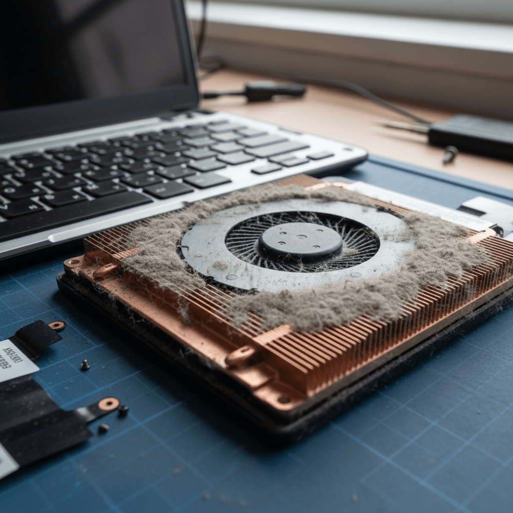 Dust-clogged laptop fan cleaning service in Woodville Gardens — Adelaide SA 5012