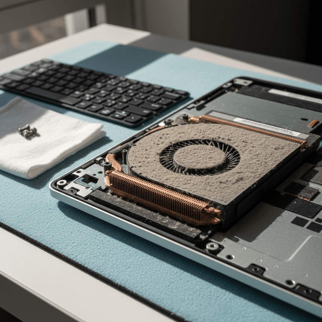 Dust-clogged laptop fan cleaning service in Woodville Park — Adelaide SA 5011