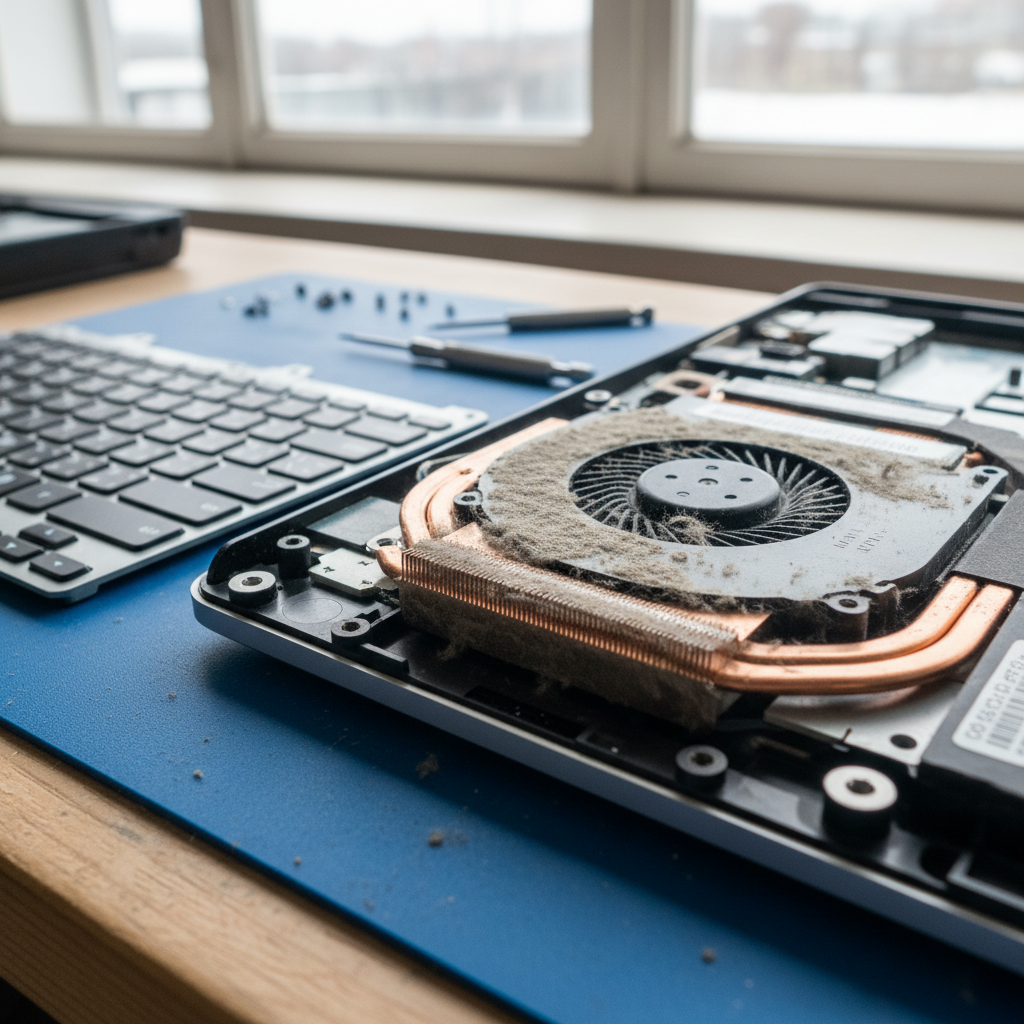 Dust-clogged laptop fan cleaning service in Woolner — Darwin NT 0820