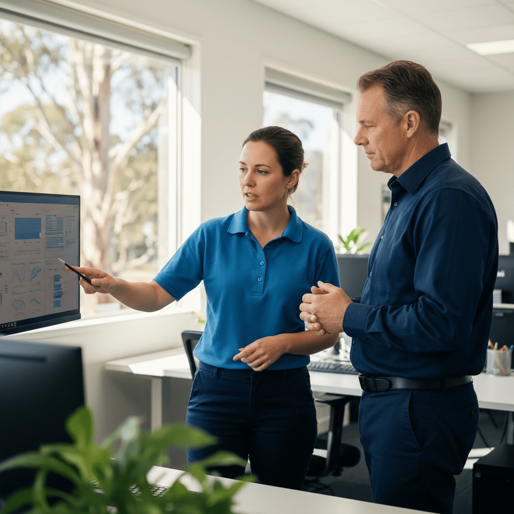 Professional PC support services in unknown suburb 1300, with an expert technician assisting a client with their computer issues.