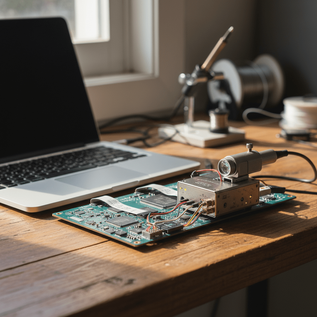 Data recovery equipment connected to a pre-T2 Intel MacBook Pro 2012 model. Recovering data from older MacBooks.