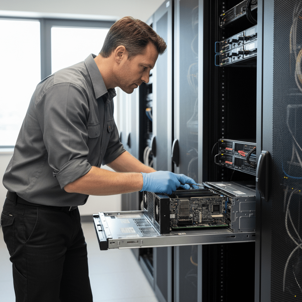 Expert technician recovering data from HP ProLiant server models in Australia, providing professional server data recovery services.