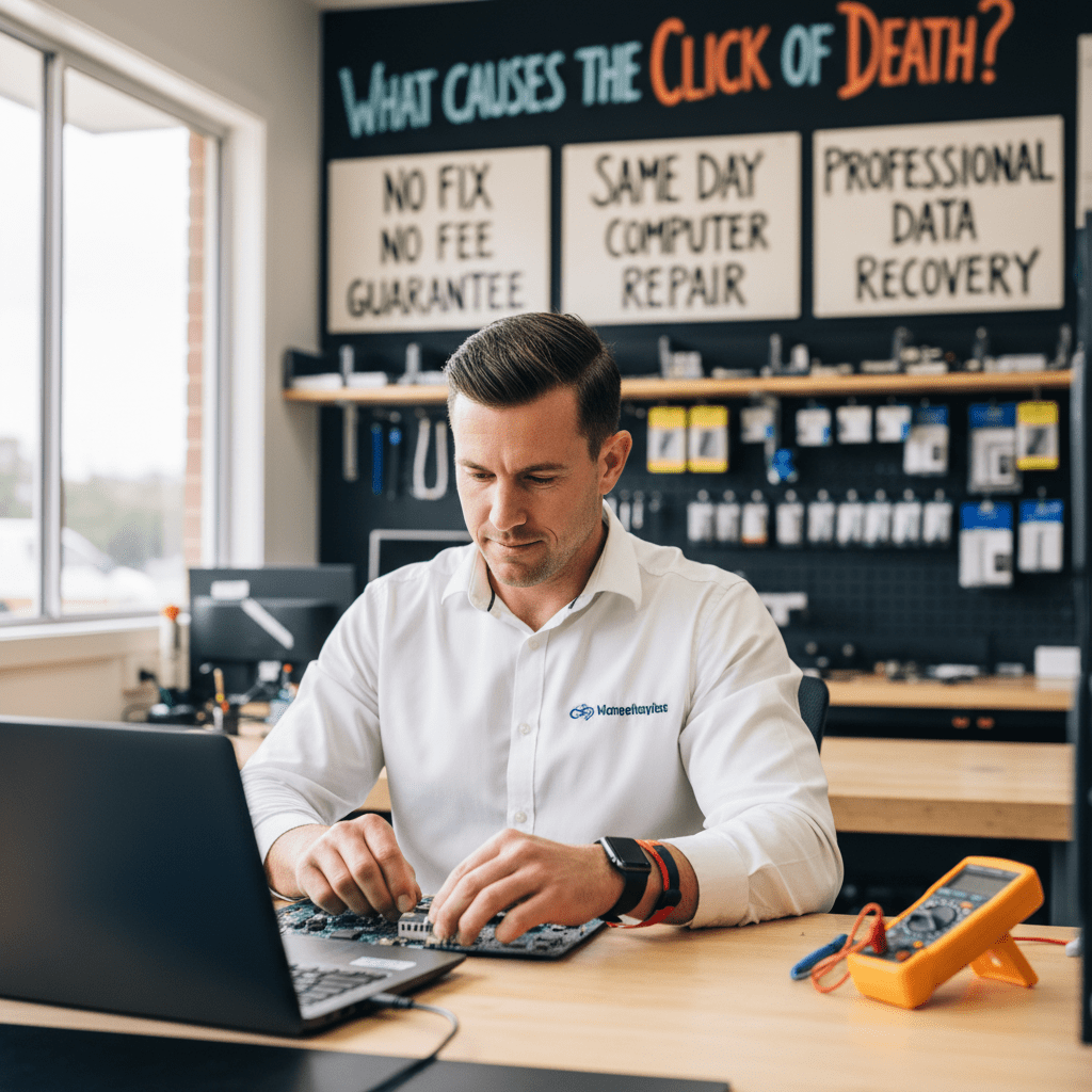 Experienced Australian technician repairing a laptop — same day computer repair
