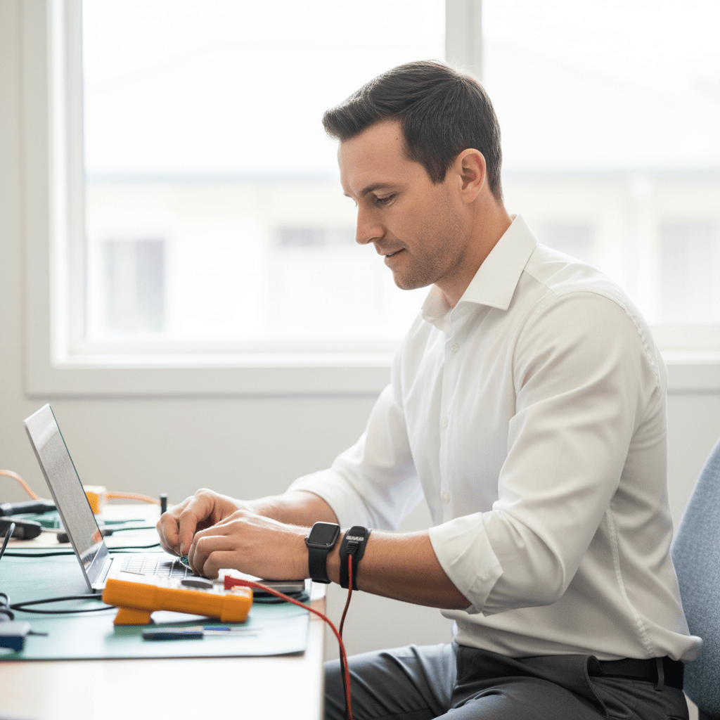 Experienced Australian technician repairing a laptop — 30+ years servicing Australian homes
