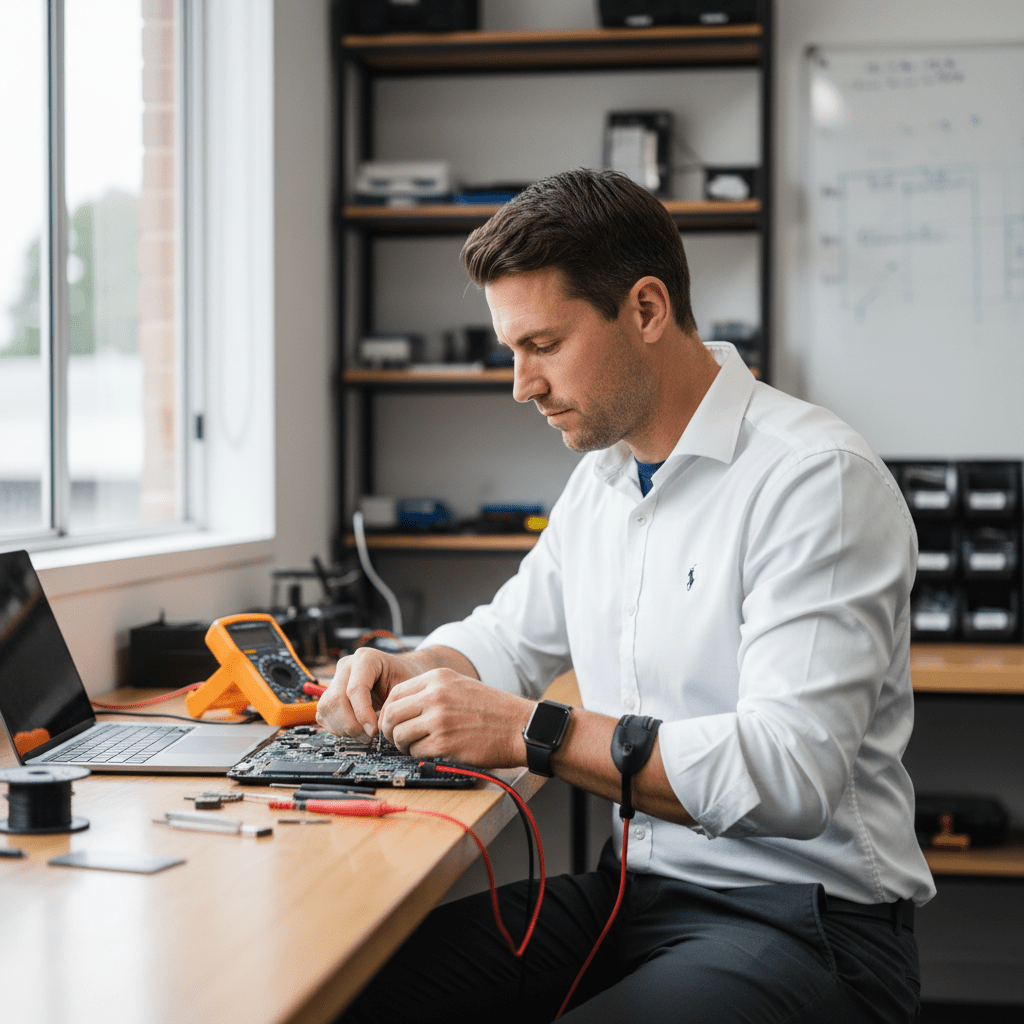 Experienced Australian technician repairing a laptop — professional data recovery