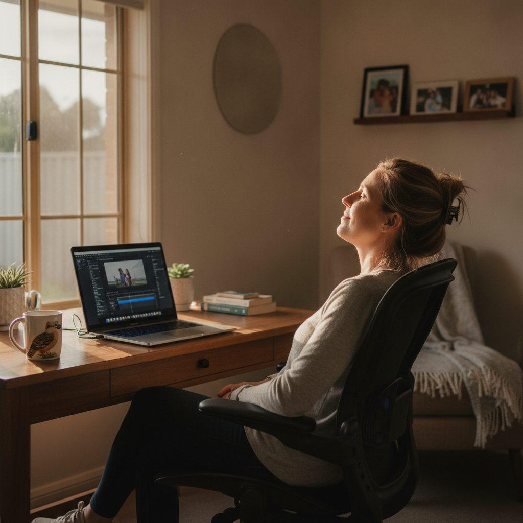 Professional computer clean-out in Aberdare (2325) — a happy New South Wales resident at home with a spotless, fast, quiet machine