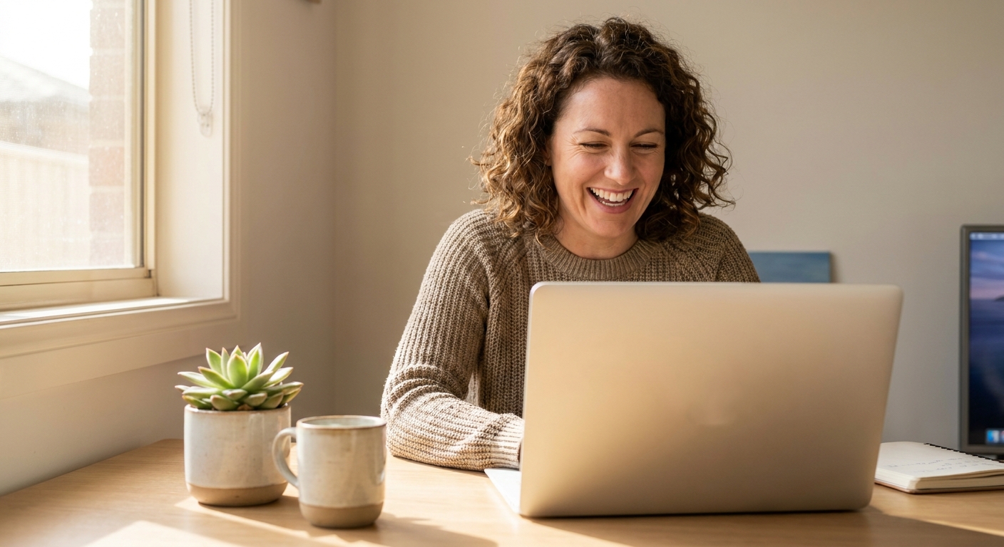 Computer cleaning in Aberglasslyn 2320 — a local resident at home with a clean, fast laptop after a professional clean and tune-up