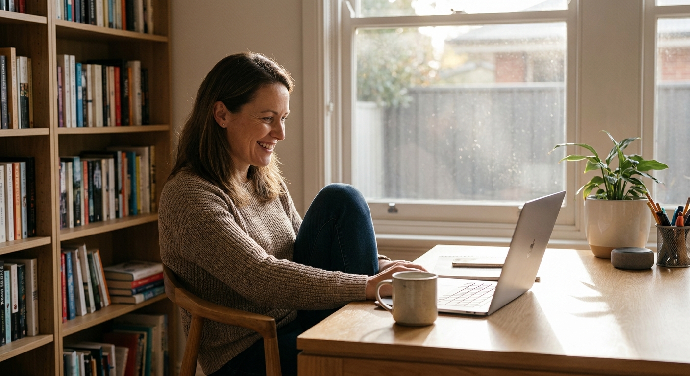 Computer cleaning in Adelaide, South Australia — a local resident at home with a clean, fast, dust-free computer running cool and quiet