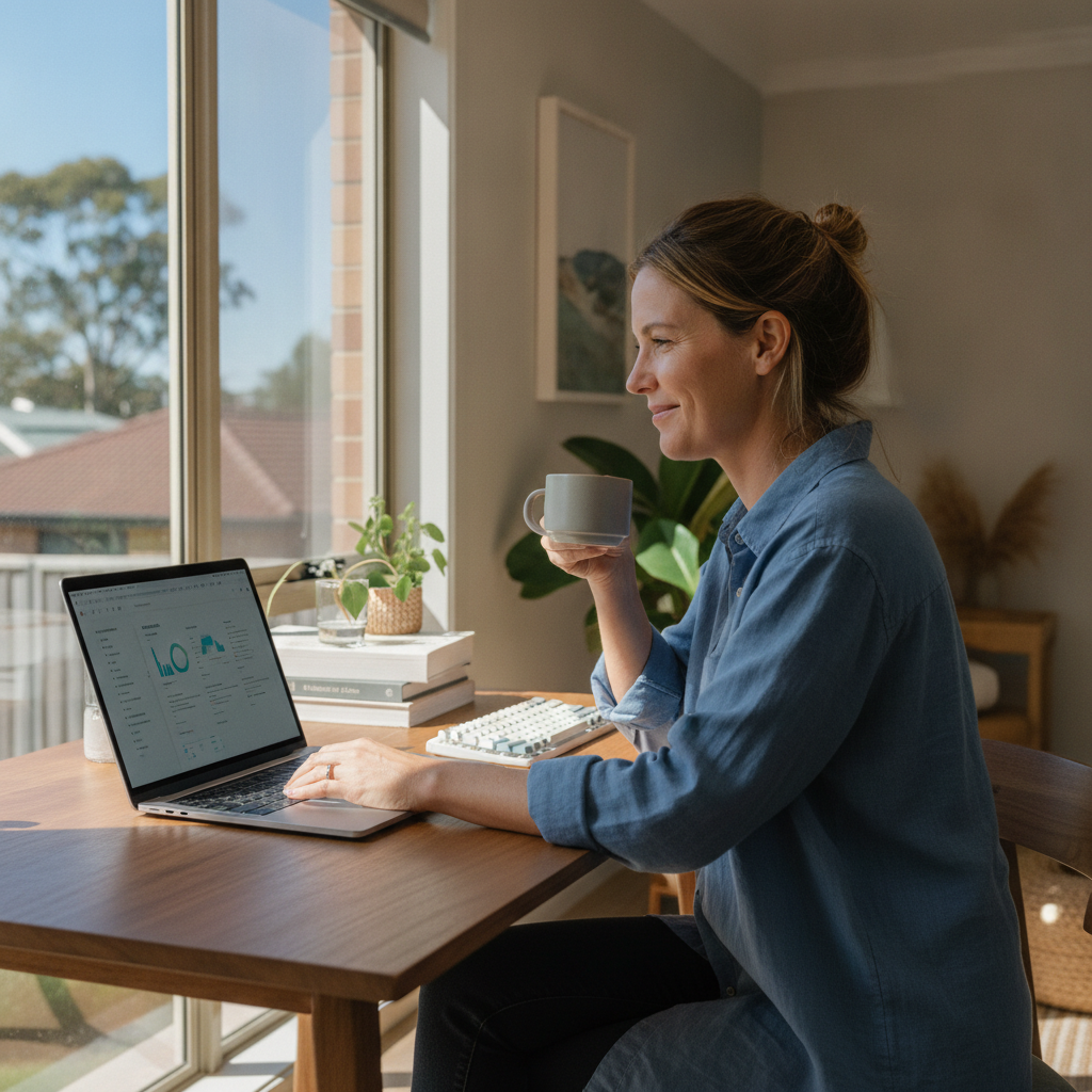 Professional computer clean-out in Alexandria (2015) — a happy New South Wales resident at home with a spotless, fast, quiet machine