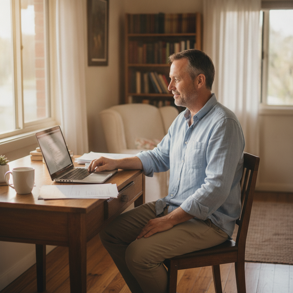 Professional computer clean-out in Alfredtown (2650) — a happy New South Wales resident at home with a spotless, fast, quiet machine
