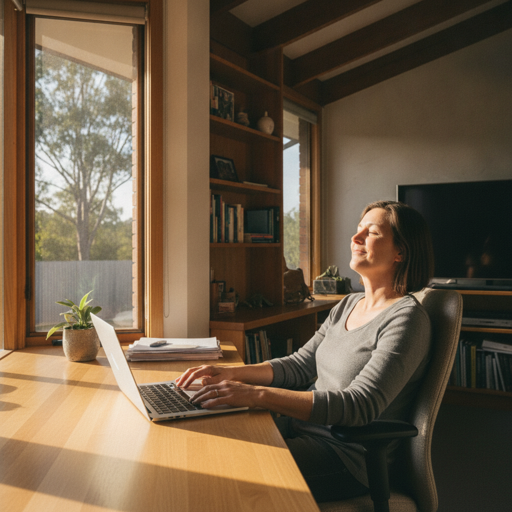 Professional computer clean-out in Alison (2259) — a happy New South Wales resident at home with a spotless, fast, quiet machine