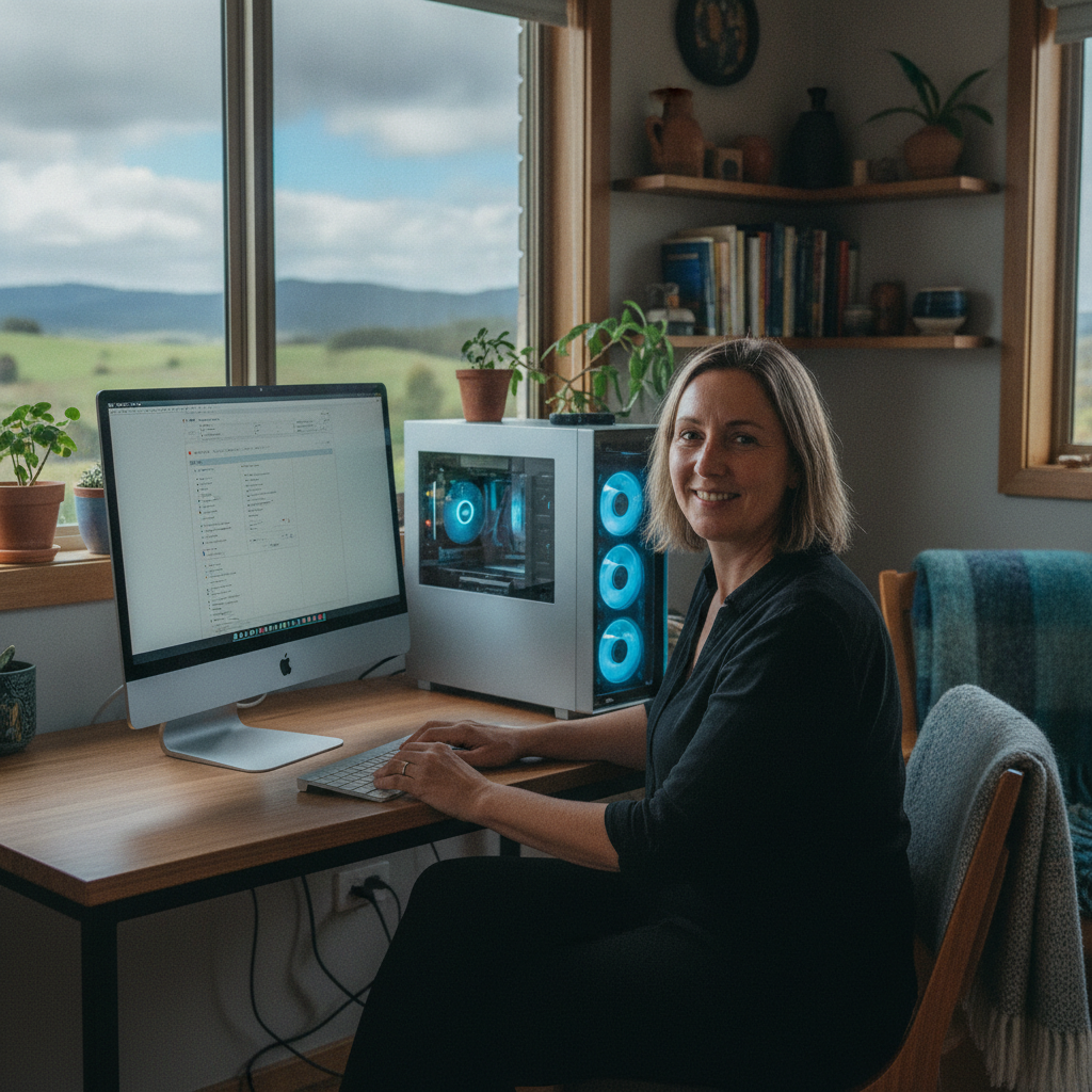 Computer cleaning in Ambleside (7310) — a local resident at home with a clean, fast, dust-free computer running cool and quiet