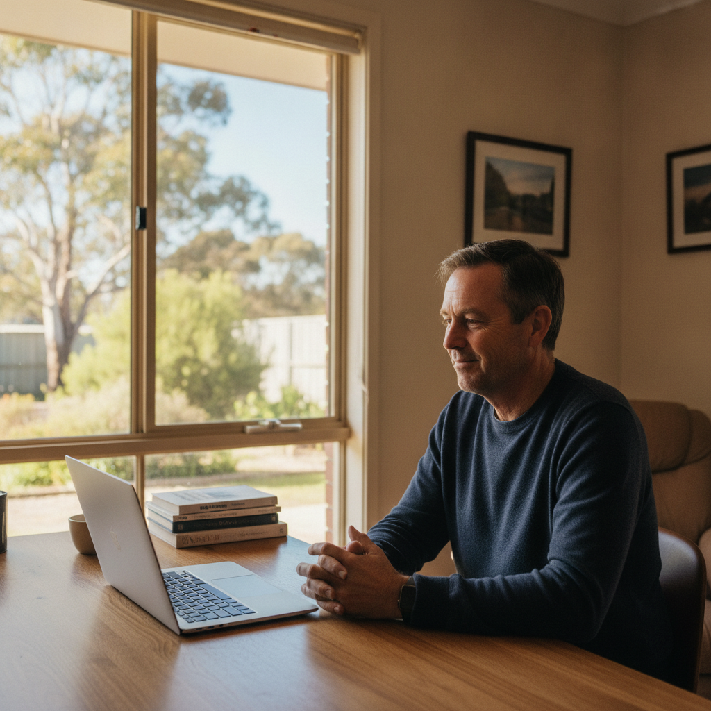 Professional computer clean-out in Angledale (2550) — a happy New South Wales resident at home with a spotless, fast, quiet machine