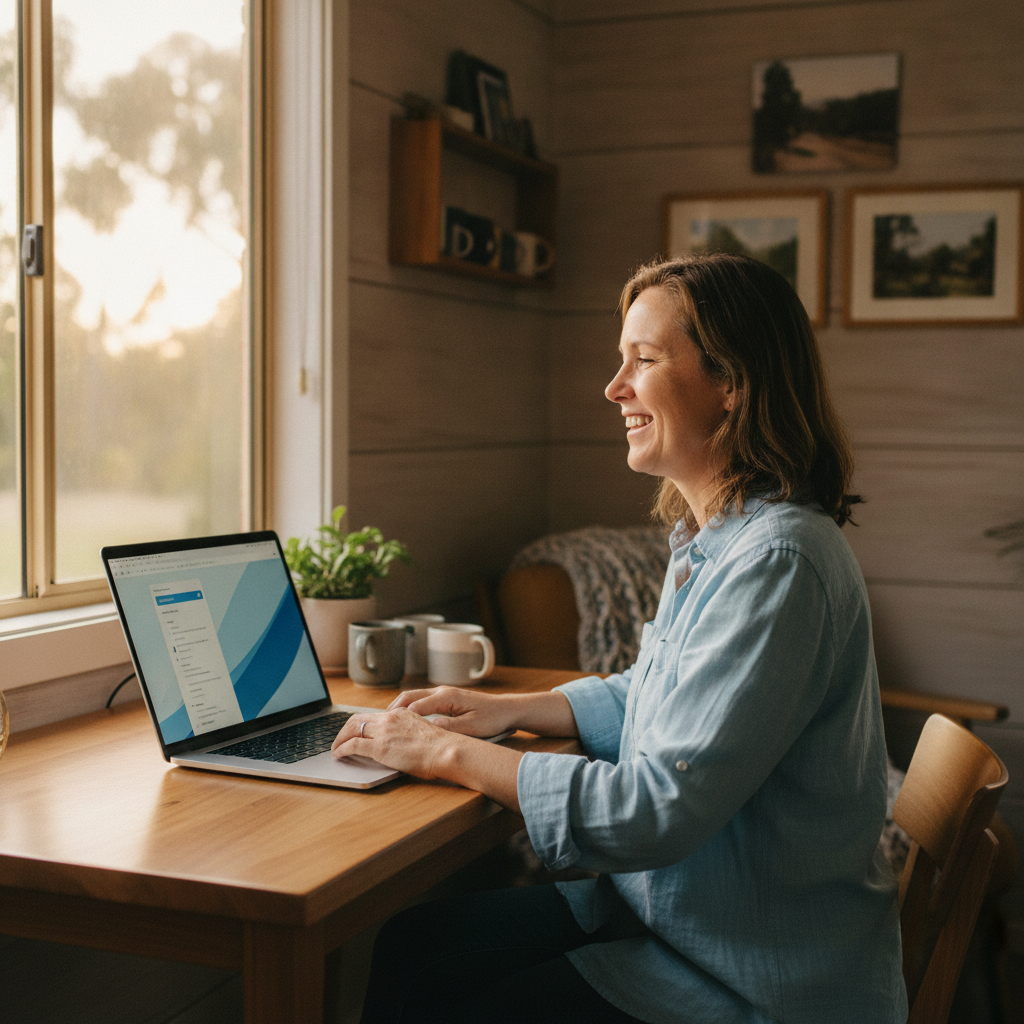 Professional computer clean-out in Araluen (2622) — a happy New South Wales resident at home with a spotless, fast, quiet machine