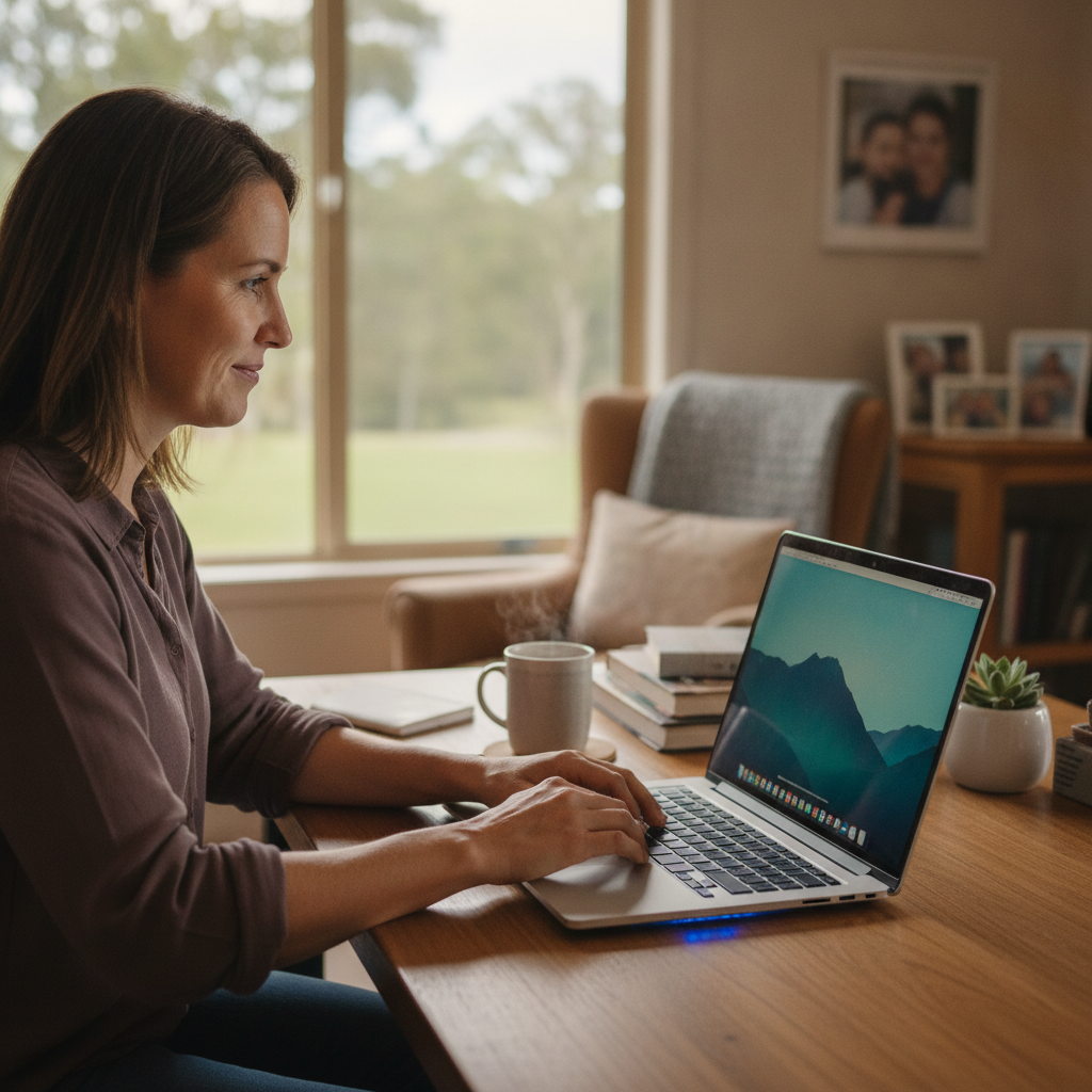 Professional computer clean-out in Aratula (2714) — a happy New South Wales resident at home with a spotless, fast, quiet machine