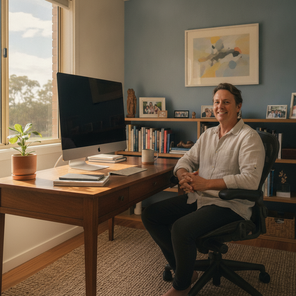 Professional computer clean-out in Ardross (6153) — a happy Western Australia resident at home with a spotless, fast, quiet machine