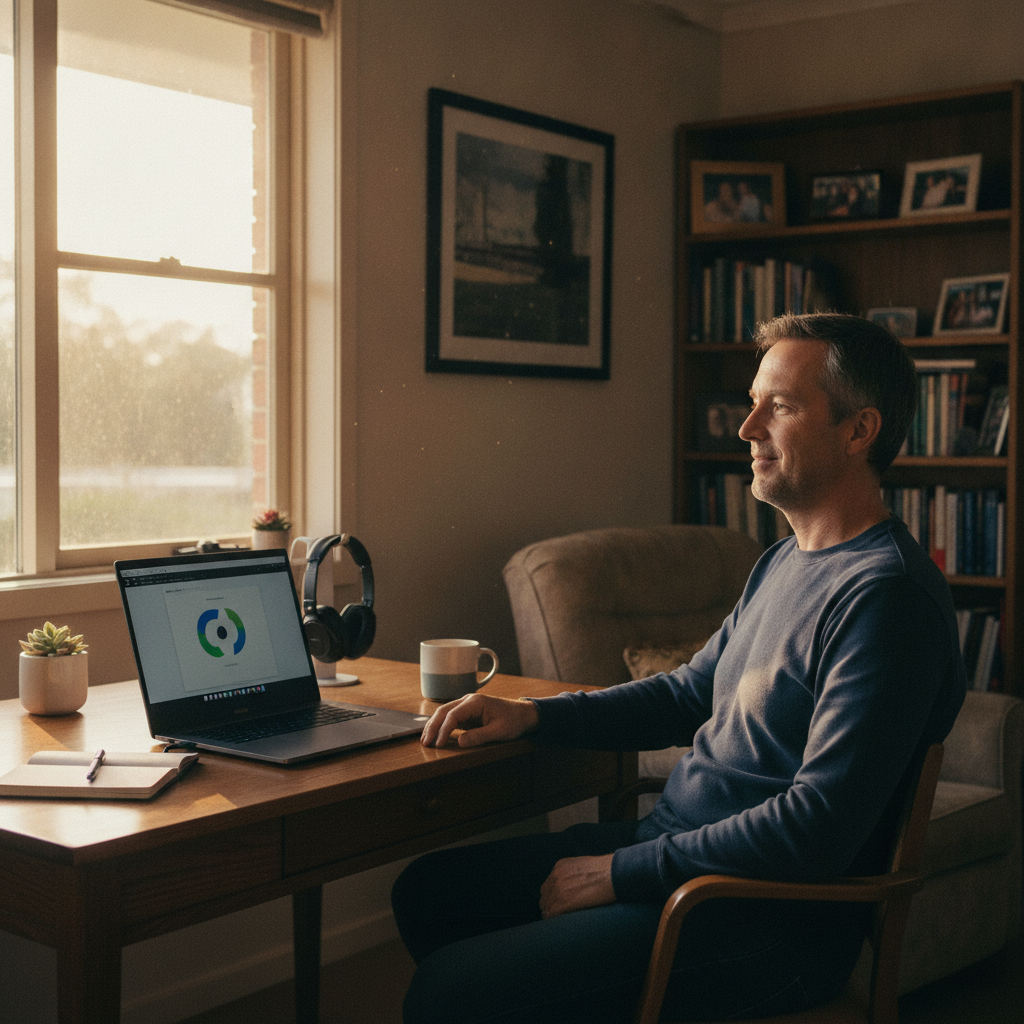 Professional computer clean-out in Armidale (2350) — a happy New South Wales resident at home with a spotless, fast, quiet machine