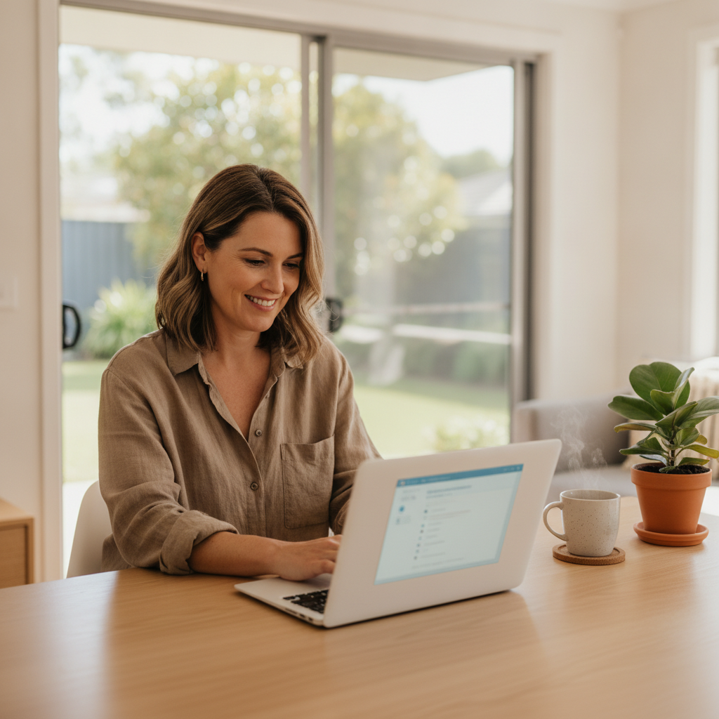 Professional computer clean-out in Aspley (4034) — a happy Queensland resident at home with a spotless, fast, quiet machine