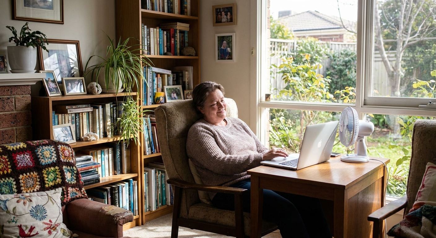 Computer cleaning in Avondale Heights (3034) — a local resident at home with a clean, fast, dust-free computer running cool and quiet
