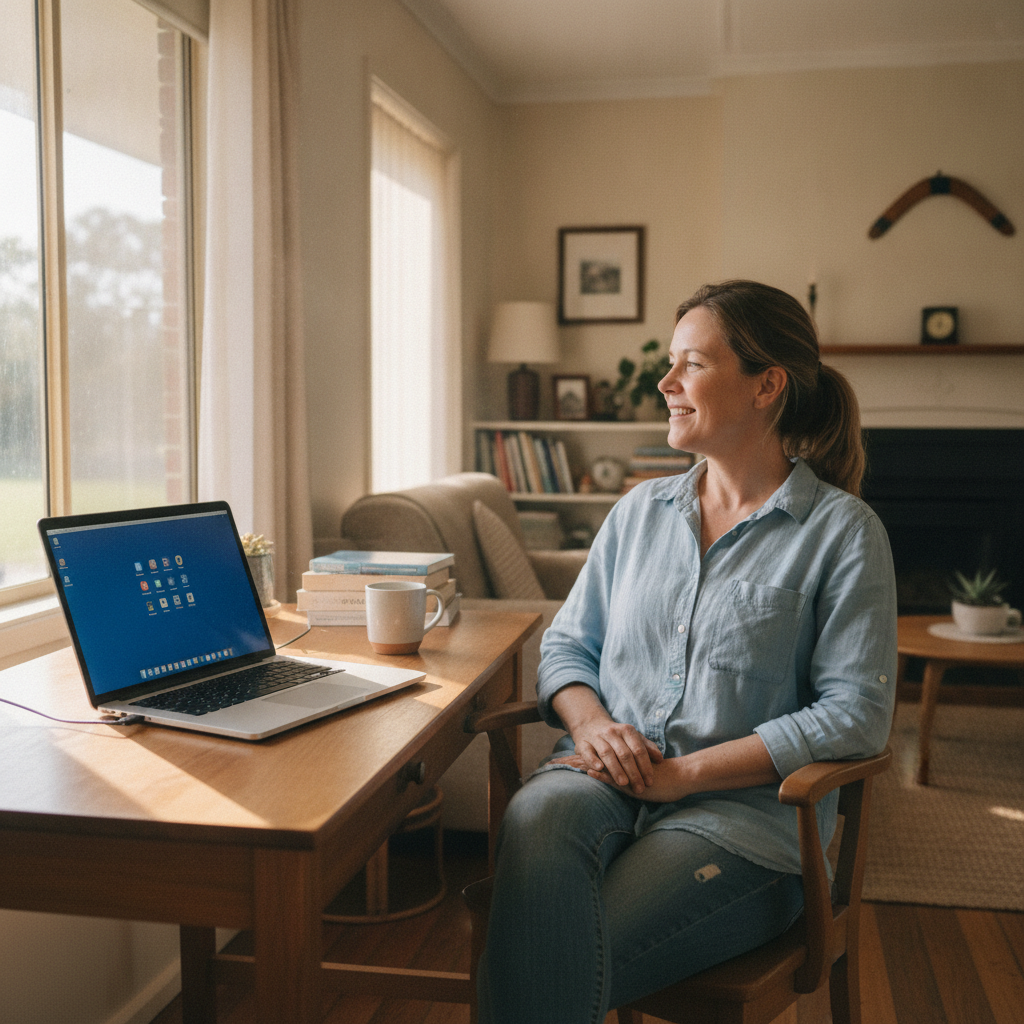 Professional computer clean-out in Back Creek (2622) — a happy New South Wales resident at home with a spotless, fast, quiet machine