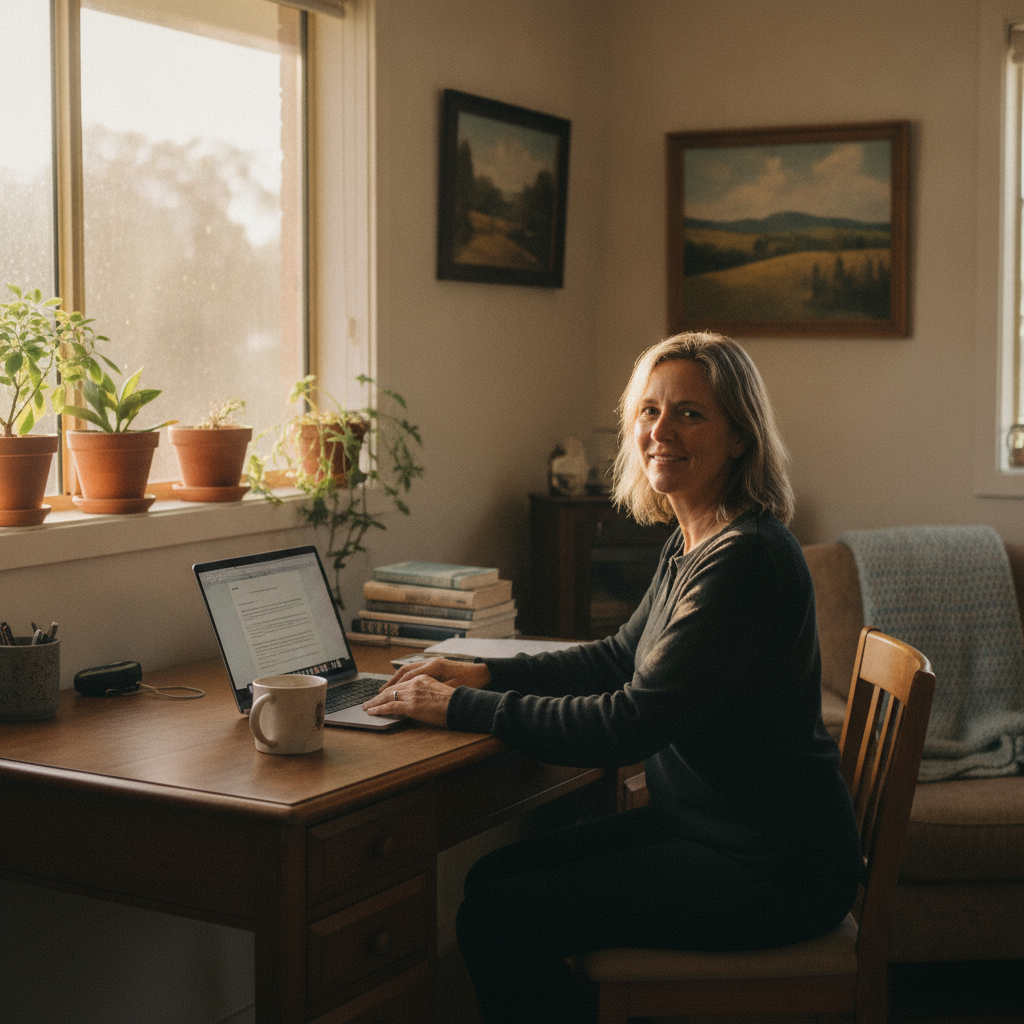 Professional computer clean-out in Bald Nob (2370) — a happy New South Wales resident at home with a spotless, fast, quiet machine