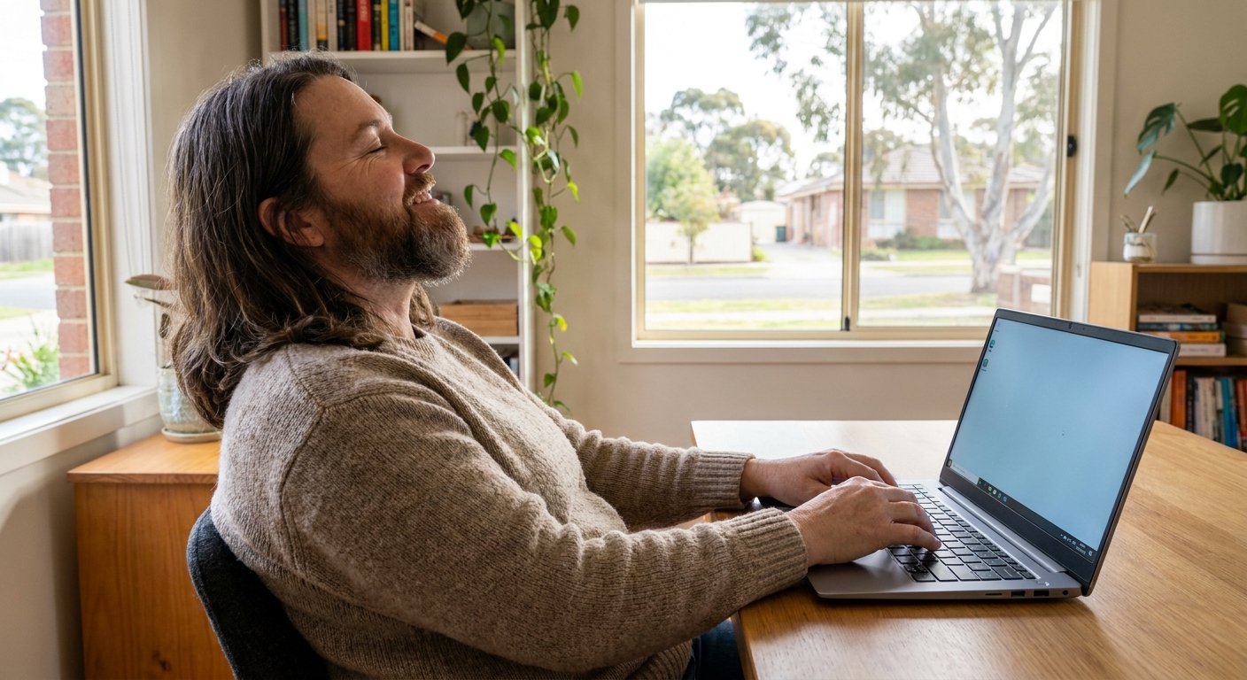 Computer cleaning in Ballarat (3350) — a local resident at home with a clean, fast, dust-free computer running cool and quiet