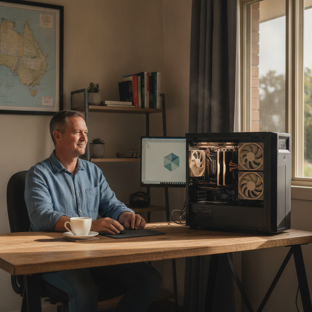 Computer cleaning in Bandon (2871) — a local resident at home with a clean, fast, dust-free computer running cool and quiet