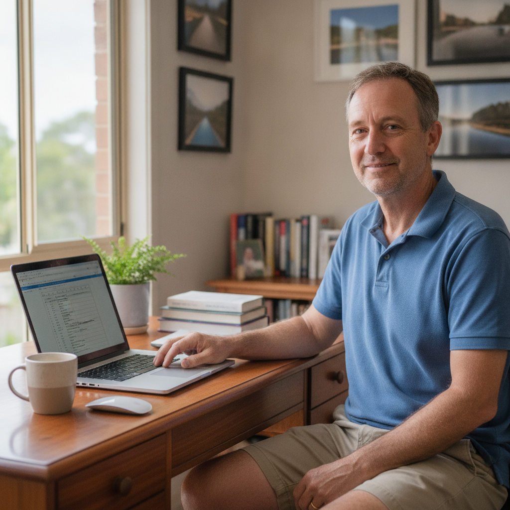 Professional computer clean-out in Banksia Beach (4507) — a happy Queensland resident at home with a spotless, fast, quiet machine