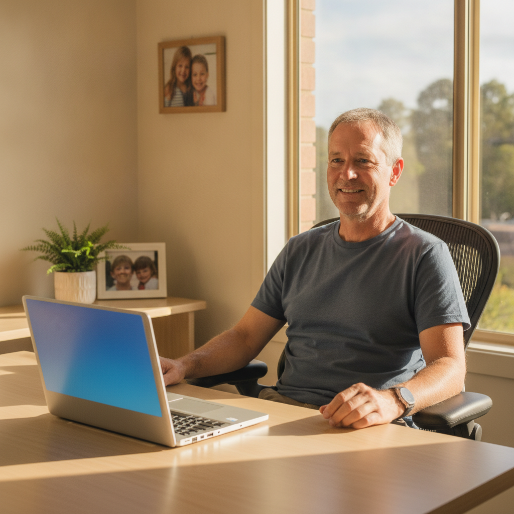 Professional computer clean-out in Bara (2850) — a happy New South Wales resident at home with a spotless, fast, quiet machine