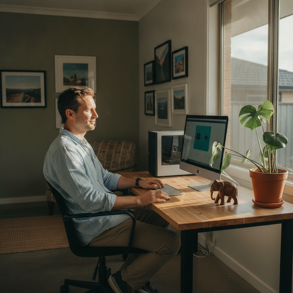 Computer cleaning in Bardon (4065) — a local resident at home with a clean, fast, dust-free computer running cool and quiet