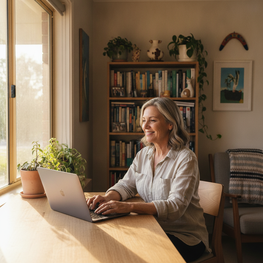 Professional computer clean-out in Barratta (2710) — a happy New South Wales resident at home with a spotless, fast, quiet machine