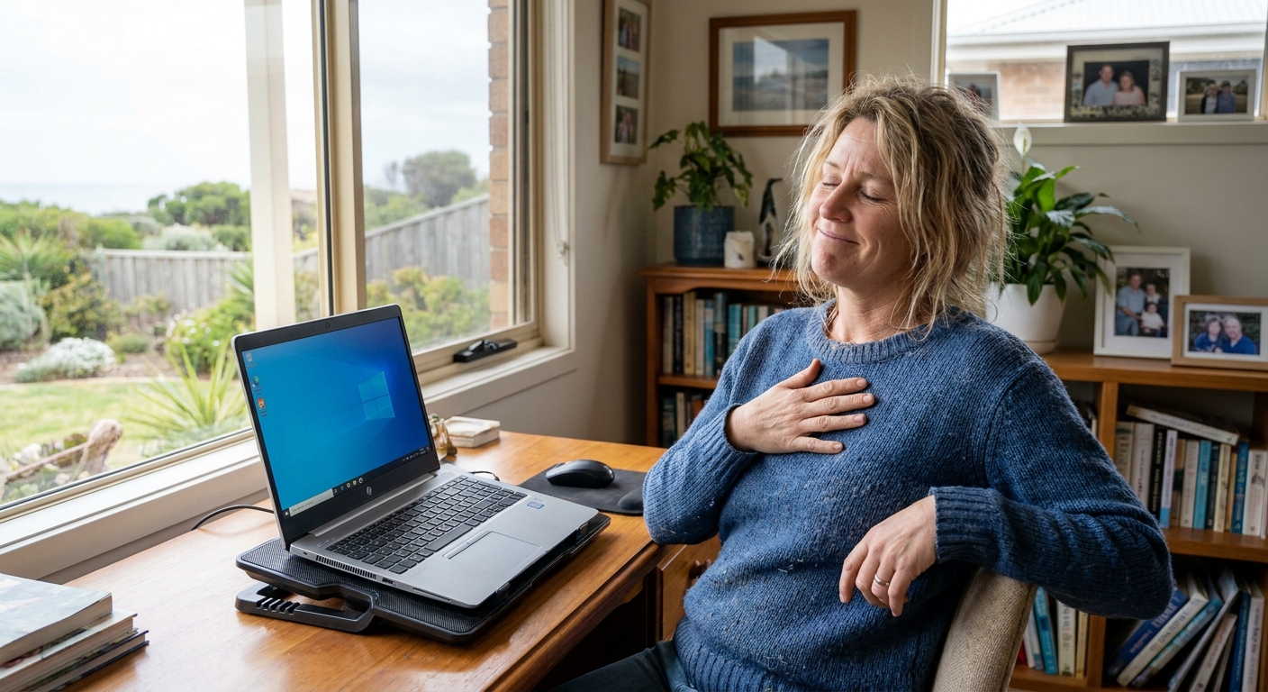 Professional computer clean-out in Barwon Heads (3227) — a happy Victoria resident at home with a spotless, fast, quiet machine