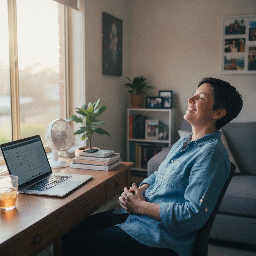 Professional computer clean-out in Baulkham Hills (1755) — a happy New South Wales resident at home with a spotless, fast, quiet machine