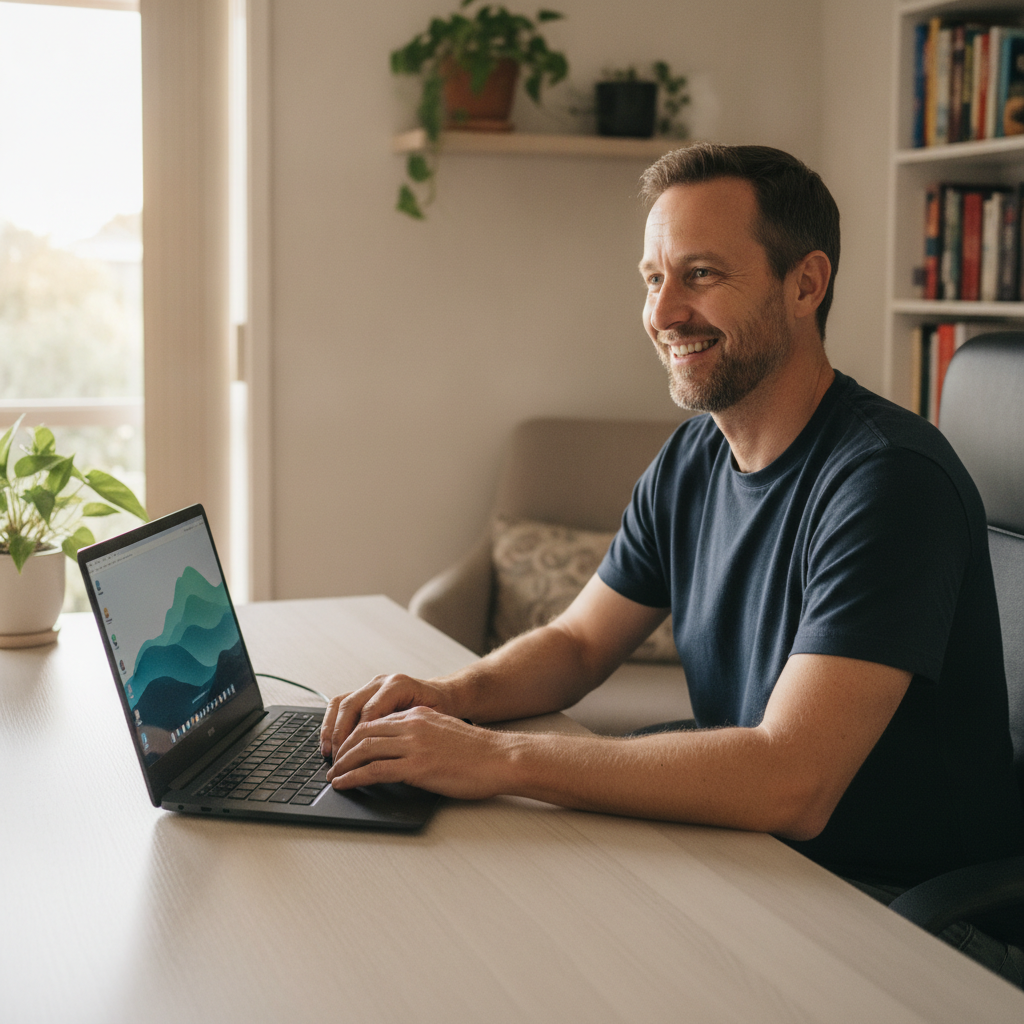 Computer cleaning in Bellevue (6056) — a local resident at home with a clean, fast, dust-free computer running cool and quiet