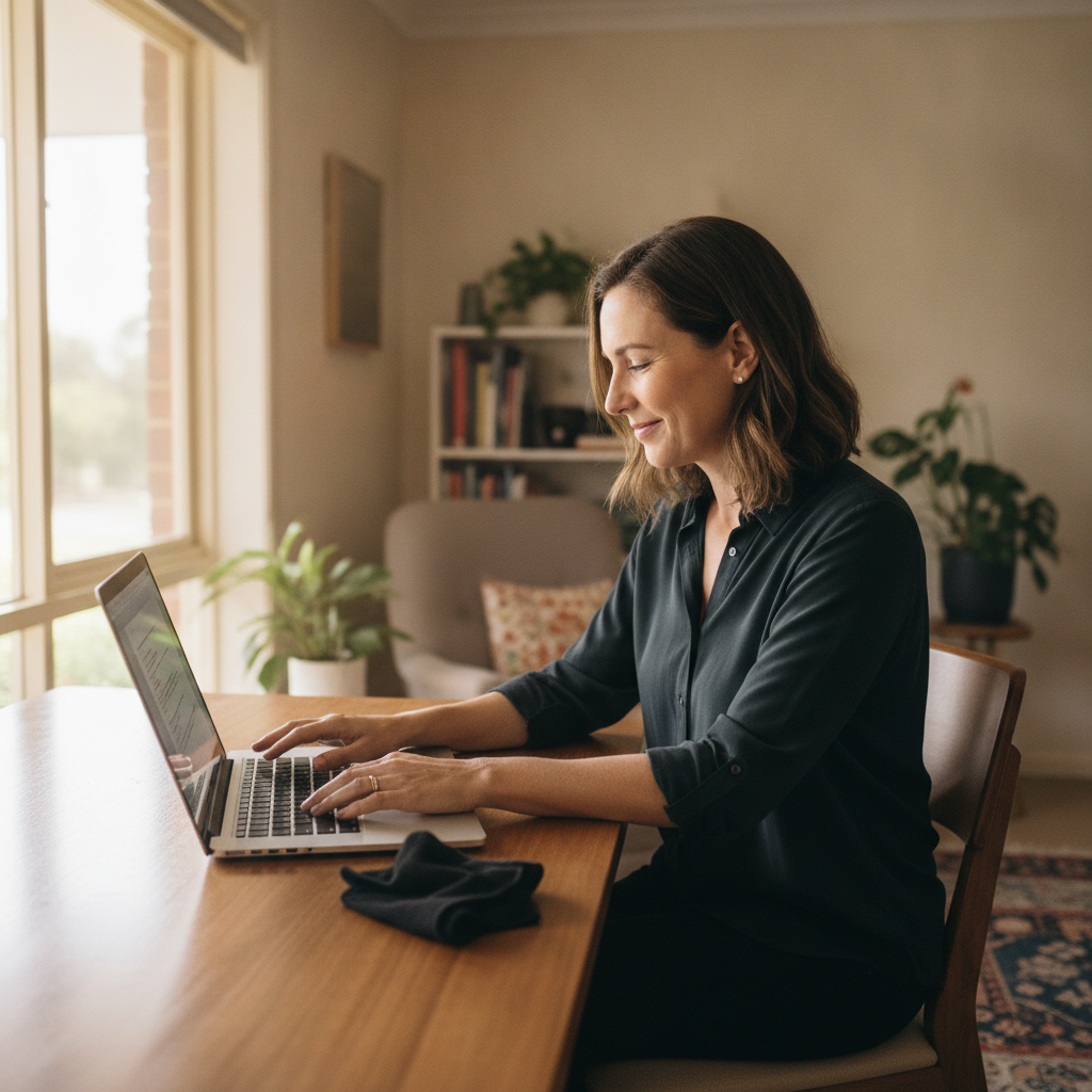 Professional computer clean-out in Bellevue Heights (5050) — a happy South Australia resident at home with a spotless, fast, quiet machine