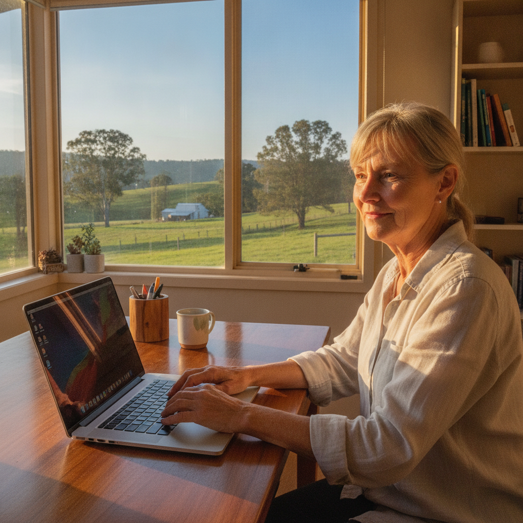 Professional computer clean-out in Bendolba (2420) — a happy New South Wales resident at home with a spotless, fast, quiet machine