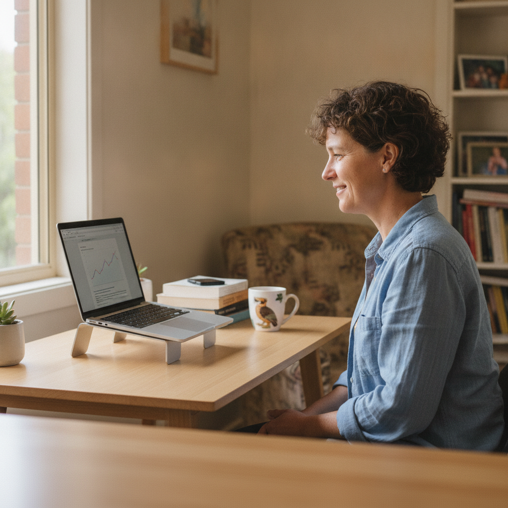 Professional computer clean-out in Beverley Park (2217) — a happy New South Wales resident at home with a spotless, fast, quiet machine