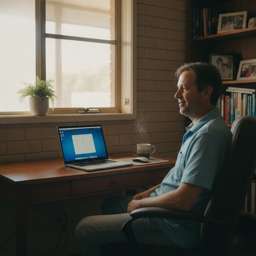 Professional computer clean-out in Bidwill (2770) — a happy New South Wales resident at home with a spotless, fast, quiet machine