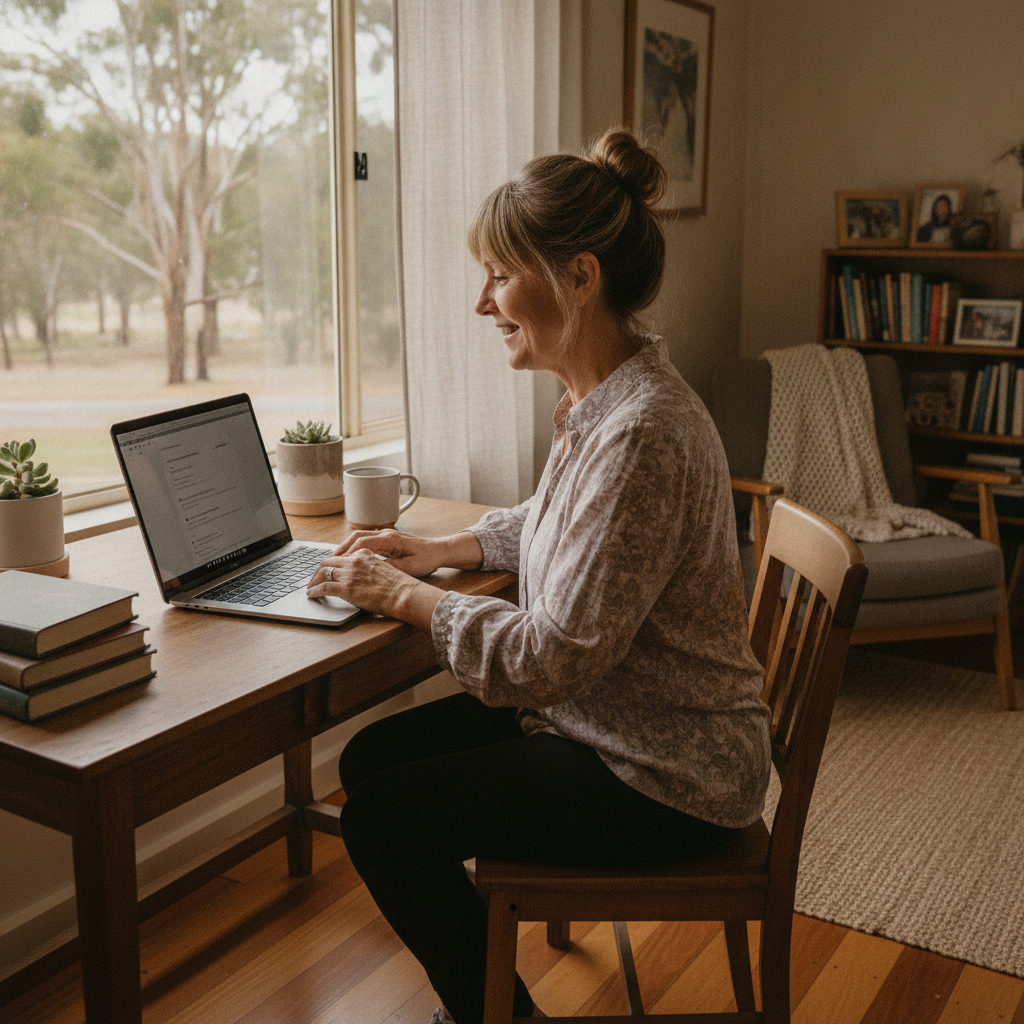 Professional computer clean-out in Big Jacks Creek (2339) — a happy New South Wales resident at home with a spotless, fast, quiet machine