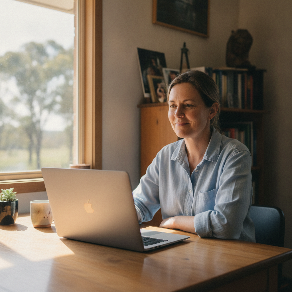 Professional computer clean-out in Billilingra (2630) — a happy New South Wales resident at home with a spotless, fast, quiet machine