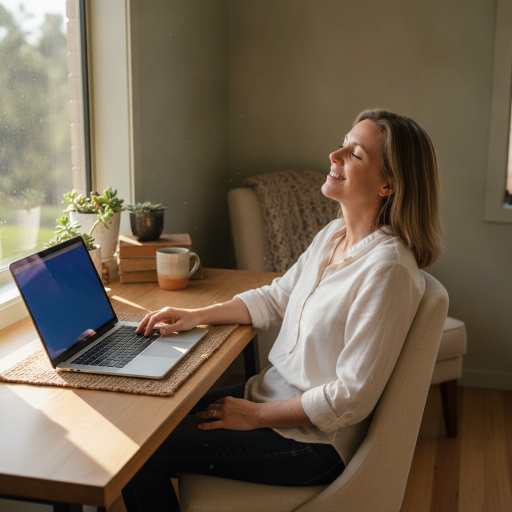 Professional computer clean-out in Binda (2583) — a happy New South Wales resident at home with a spotless, fast, quiet machine