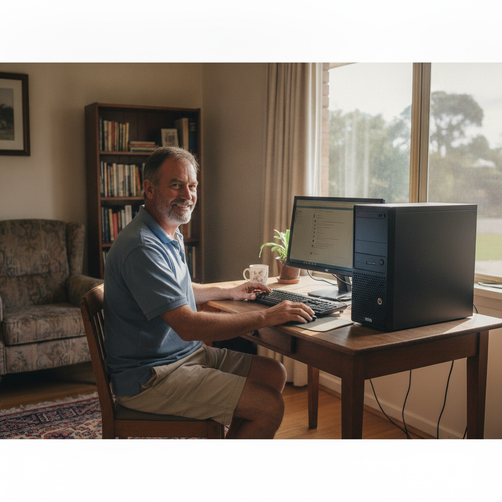 Computer cleaning in Bindera (2422) — a local resident at home with a clean, fast, dust-free computer running cool and quiet